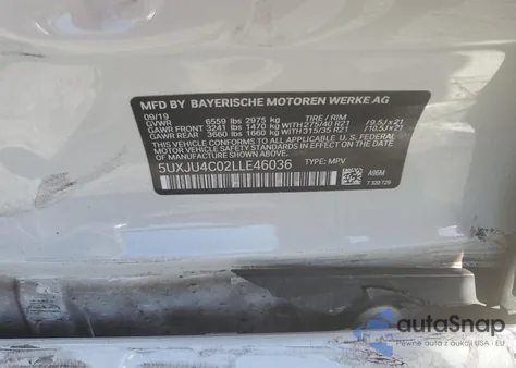 2020 BMW X5 M50I из США, поврежденный, VIN 5UXJU4C02LLE46036